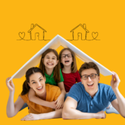 Child with family transitioning between two homes, symbolising emotional stability and support