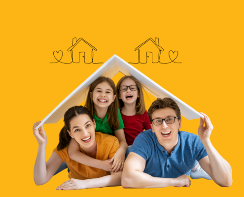 Child with family transitioning between two homes, symbolising emotional stability and support
