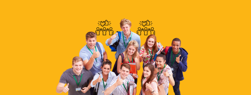 Students engaged in thoughtful discussion in a human-centred learning environment